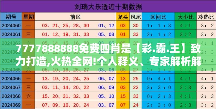 7777888888免费四肖是【彩.霸.王】致力打造,火热全网!个人释义、专家解析解释与落实?留心虚假的虚架势